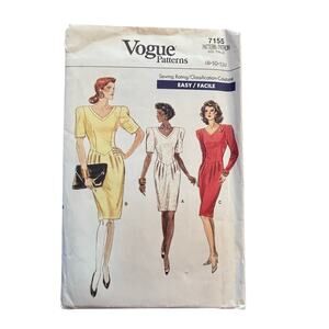 Vintage VOGUE PATTERN #7155 Size 8-12 sewing instructions uncut 1980s dress